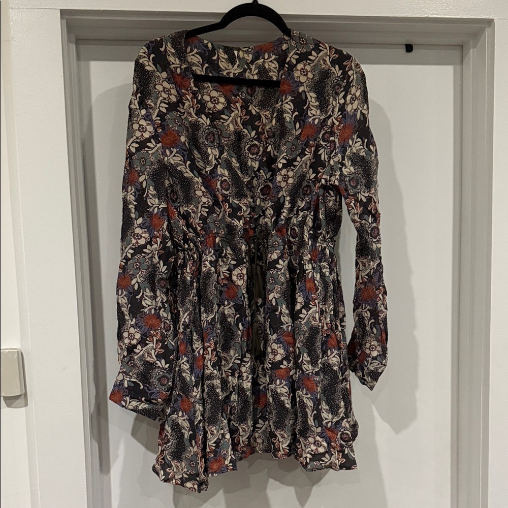 Free People Floral Mini Dress - Black, Red, Cream